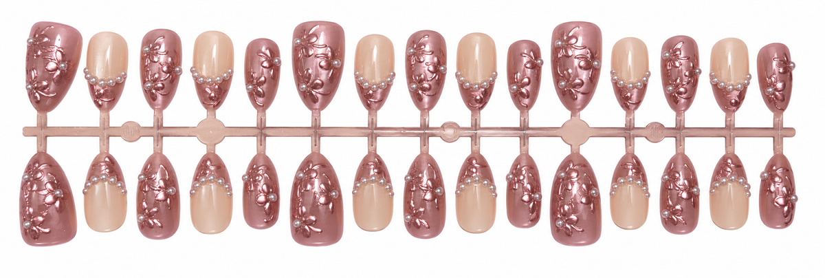 Rose Pink 3D Floral Press-On Nails 🌸💗