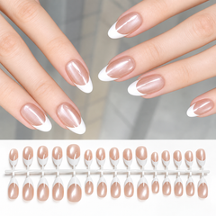 Pearl French Cat Eye Press-On Nails – 30 Pieces