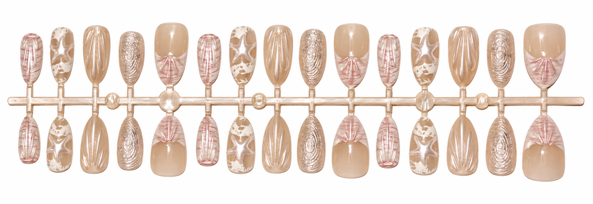 Luxury Ocean Pearl Press-On Nails – 30 Pieces