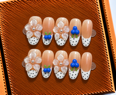 Blueberry Pearl Blossom Press-On Nails 🫐🌸
