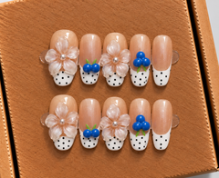 Blueberry Blossom Press-On Nails 🫐🌸