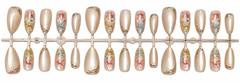 Luxury Champagne Floral Press-On Nails – 30 Pieces