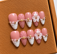 Blush Pearl Blossom Press-On Nails 🌸✨