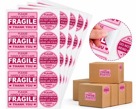 Pink Fragile Handle With Care Stickers 📦💗