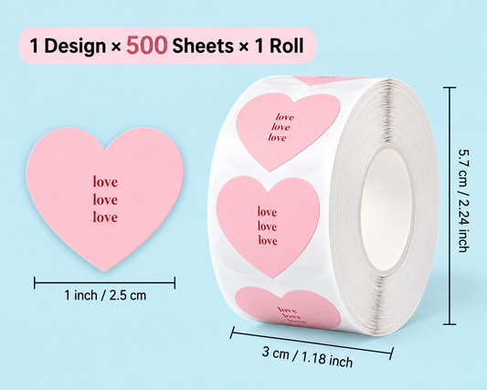 Pink Love Heart Stickers – 500 PCS 💗🎀