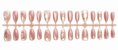Blush Pink 3D Bow &amp; Heart Press-On Nails – 30 Pieces