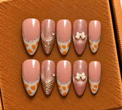 Golden Bow Leopard Press-On Nails 🤎✨