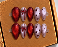 Ruby Love Cat-Eye Press-On Nails ❤️✨