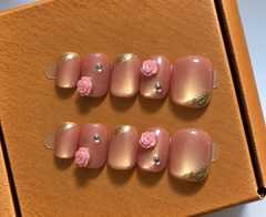 Rose Gold Romance Press-On Nails 🌹✨