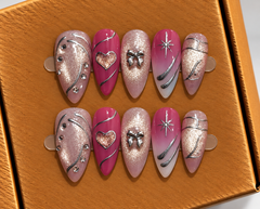Pink Stardust Charm Press-On Nails 💗✨