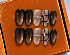 Midnight Mocha Glam Press-On Nails 🤎✨