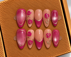 Fuchsia Rose Elegance Press-On Nails 🌹✨