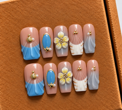 Ocean Blossom Press-On Nails💕✨