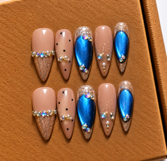 Luxury Sapphire Glow Handmade Nails 💙✨