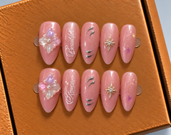 Pink Blossom Charm Press-On Nails 🌸✨