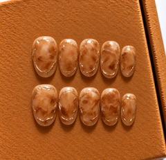 Caramel Marble Luxury Press-On Nails 🤎✨