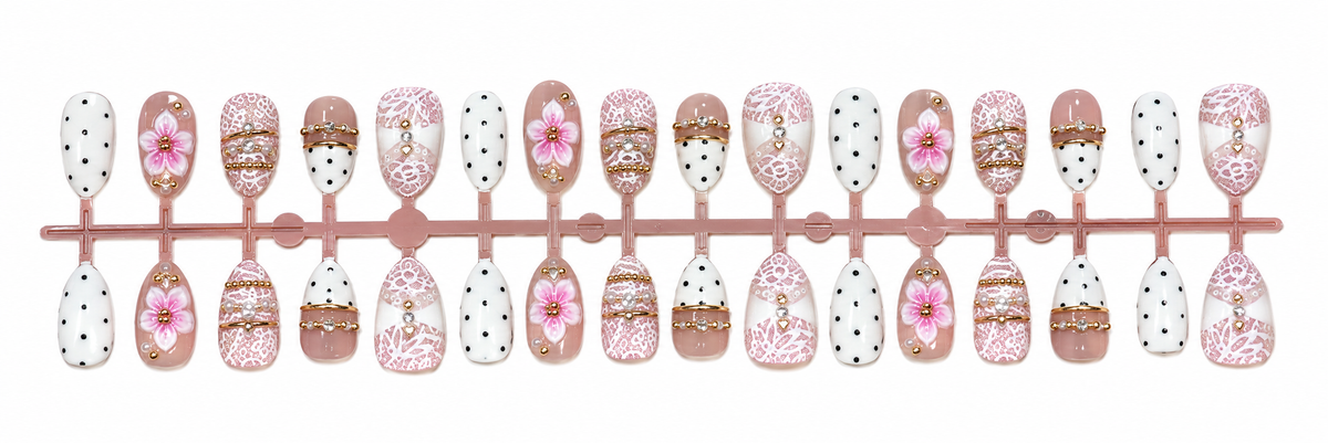Pink Lace Blossom Press-On Nails 🌸✨