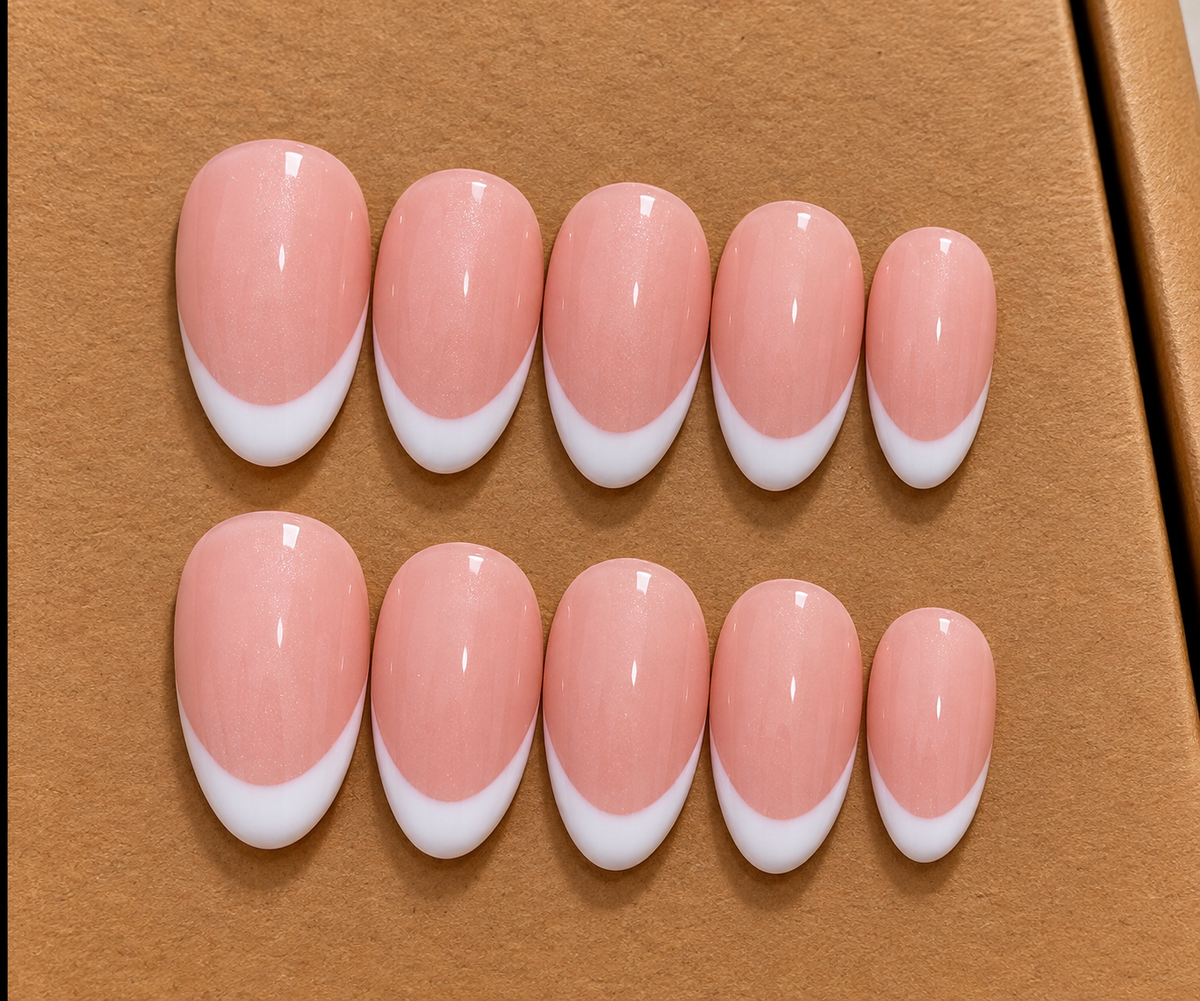 Blush Pink Classic French Tip Press-On Nails 💗🤍
