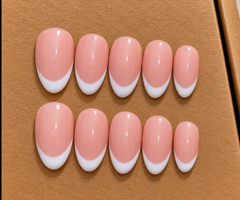 Blush Pink Classic French Tip Press-On Nails 💗🤍