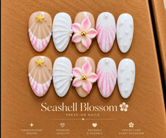 seashell blossom press-on nails
