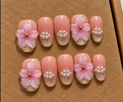 Pink Blossom 3D Press-On Nails 🌸💗
