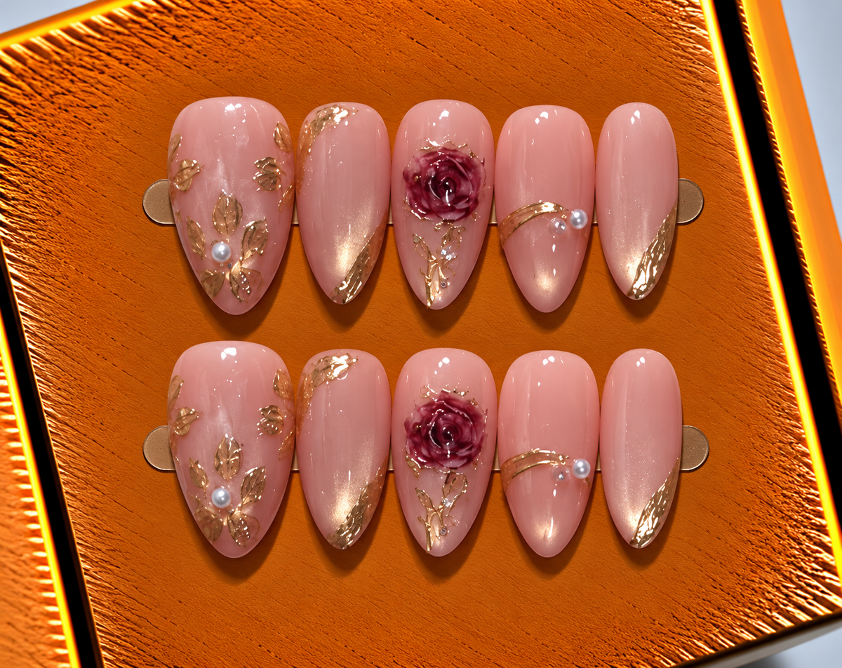 Rose Gold Romance Press-On Nails 🌹✨