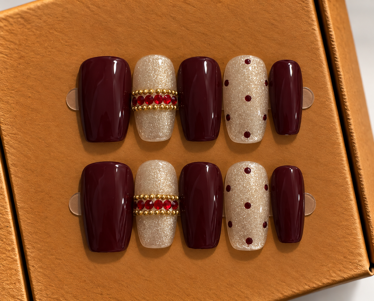 Burgundy Royale Press-On Nails ❤️✨