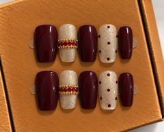 Burgundy Royale Press-On Nails ❤️✨