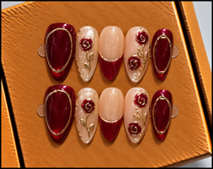 Burgundy Rose Luxury Press-On Nails 🌹✨