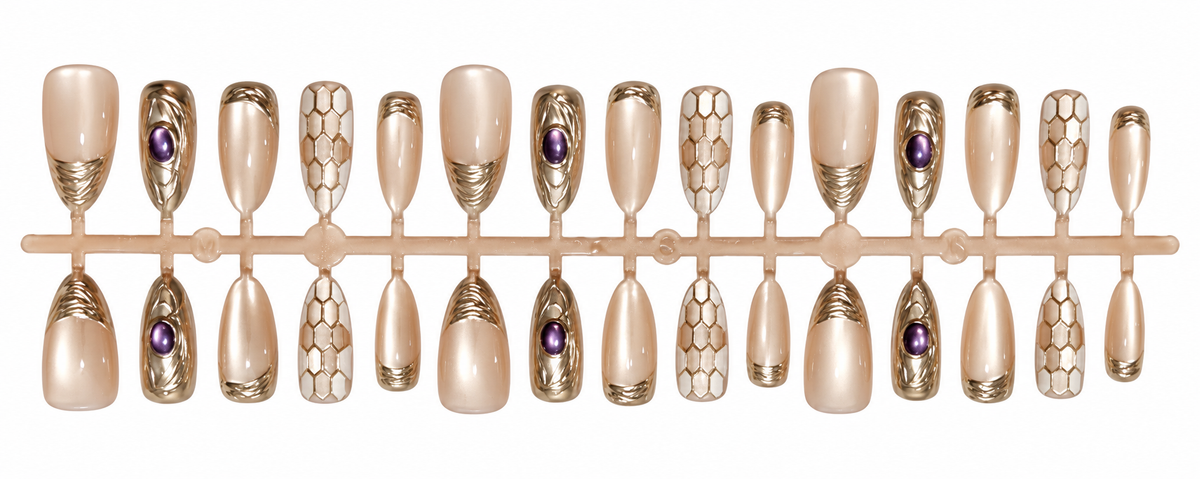 Champagne Gold 3D Press-On Nails ✨💜
