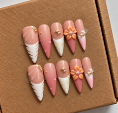 Blush Pink Floral Handmade Nails 🌸✨