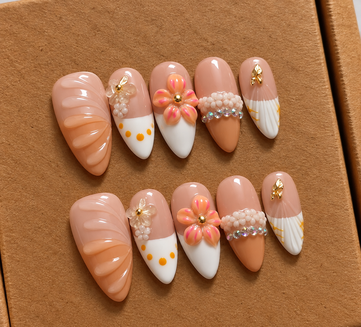 Peach Blossom Luxury Press-On Nails 🌸✨